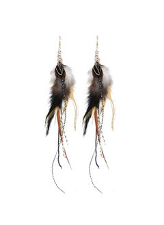Idealway Punk Vintage Long Tassel Feather Beads Drop Wolf Tooth Pendant Earring Fish Hook Earrings (J)  - Image 1