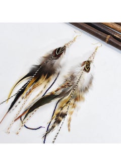 Idealway Punk Vintage Long Tassel Feather Beads Drop Wolf Tooth Pendant Earring Fish Hook Earrings (J)  - Image 2