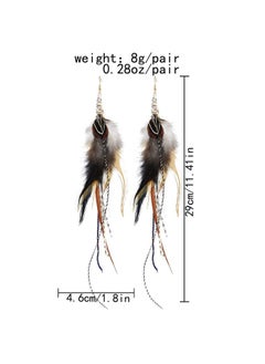 Idealway Punk Vintage Long Tassel Feather Beads Drop Wolf Tooth Pendant Earring Fish Hook Earrings (J)  - Image 5