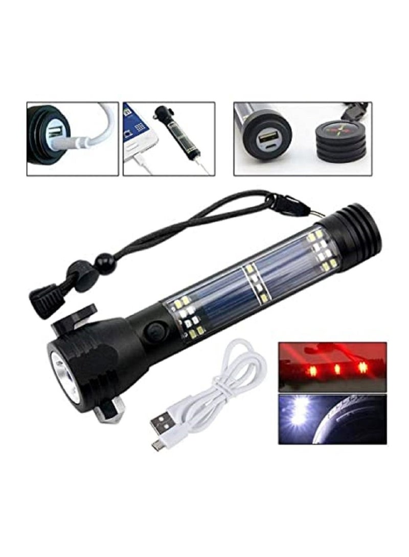 AMM Multi Function Car Safety Hammer Window Breaker Seatbelt Cutter USB Charging LED Flashlight Alarm Rescue Strobe SOS Beacon and Compass All in OneStay Safe - Image 2