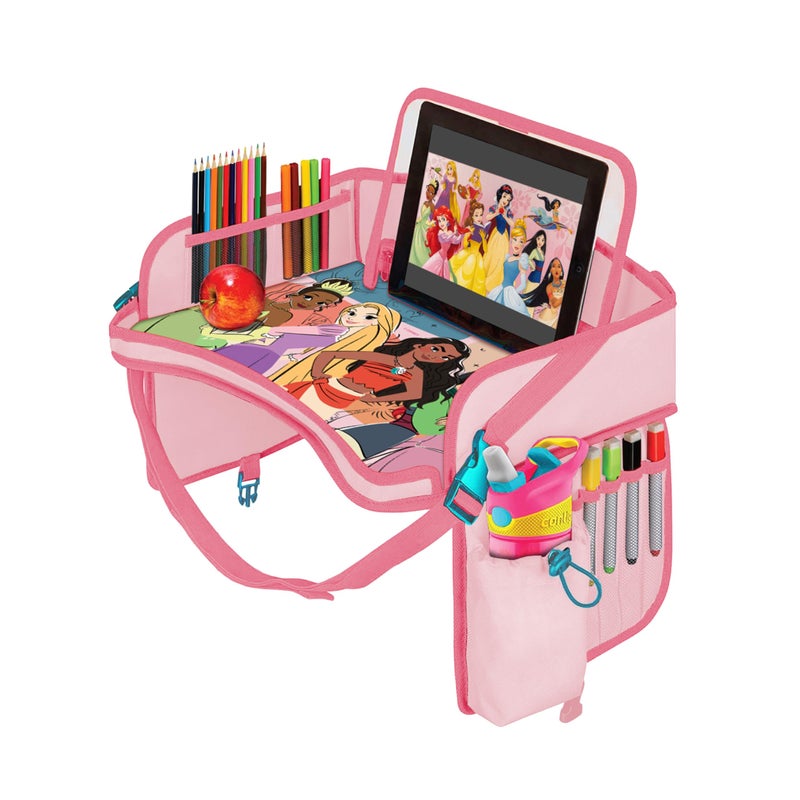 Disney Princess Kids Travel Tray for Car, Toddler Car Seat Tray for Travel, Car Trays for Kids Roadtrip Essentials & Activities - Image 1