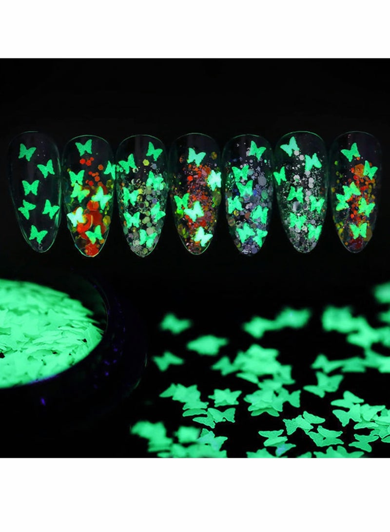 Excefore Luminous Body Glitter Gel White Face Glitters Body Gel Sequins Noctiliucence Chunky Glitter for Face Hair Nails Holographic Cosmetic Laser Powder Festival Glitter Makeup Glow in The Dark - Image 3