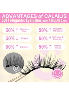 Calailis Magnetic Eyelashes With Applicator Soft Magnetic Lashes Natural Look Reusable Magnetic Eyelashes Without Eyeliner No Glue Needed Soft Eyelashes Magnetic Lashes For All Day Comfort (Rc02)  - Image 2