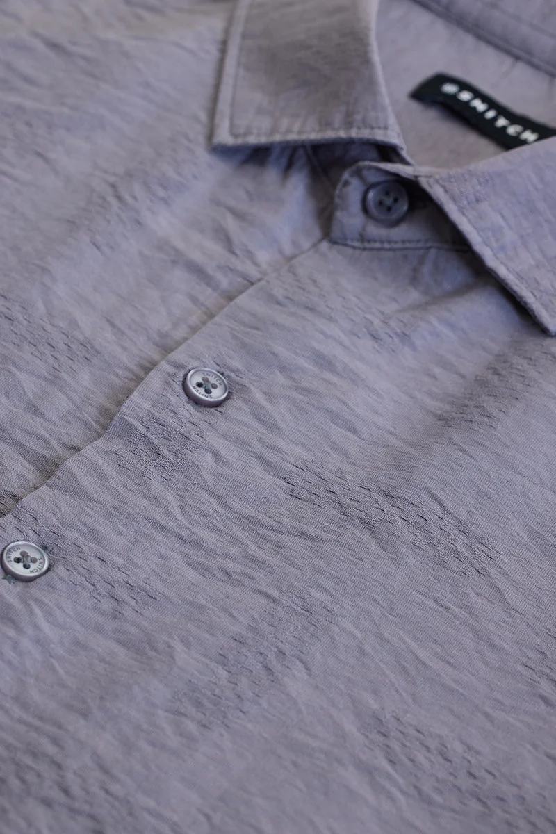 SNITCH Grey Textured Slim Fit Shirt