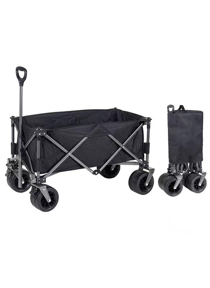 HEXAR - HEXAR® Heavy Duty Shopping Trolley Collapsible Utility Cart Beach Wagon 360° Wheels & Adjustable Handle, 150Kg Capacity Foldable Grocery Cart for Garden Patio Outdoor Camping Picnic - Image 1
