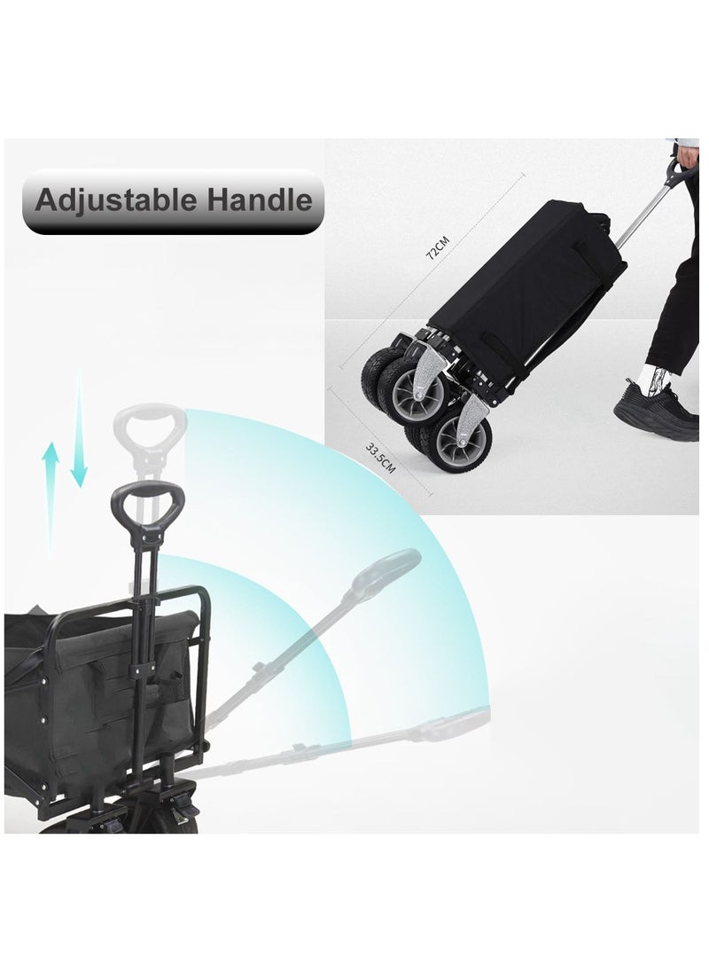 HEXAR - HEXAR® Heavy Duty Shopping Trolley Collapsible Utility Cart Beach Wagon 360° Wheels & Adjustable Handle, 150Kg Capacity Foldable Grocery Cart for Garden Patio Outdoor Camping Picnic - Image 1