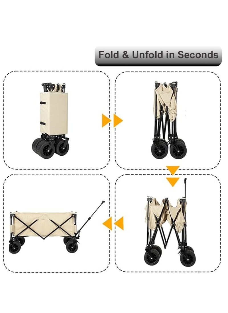 HEXAR - HEXAR® Heavy Duty Shopping Trolley Collapsible Utility Cart Beach Wagon 360° Wheels & Adjustable Handle, 150Kg Capacity Foldable Grocery Cart for Garden Patio Outdoor Camping Picnic - Image 1