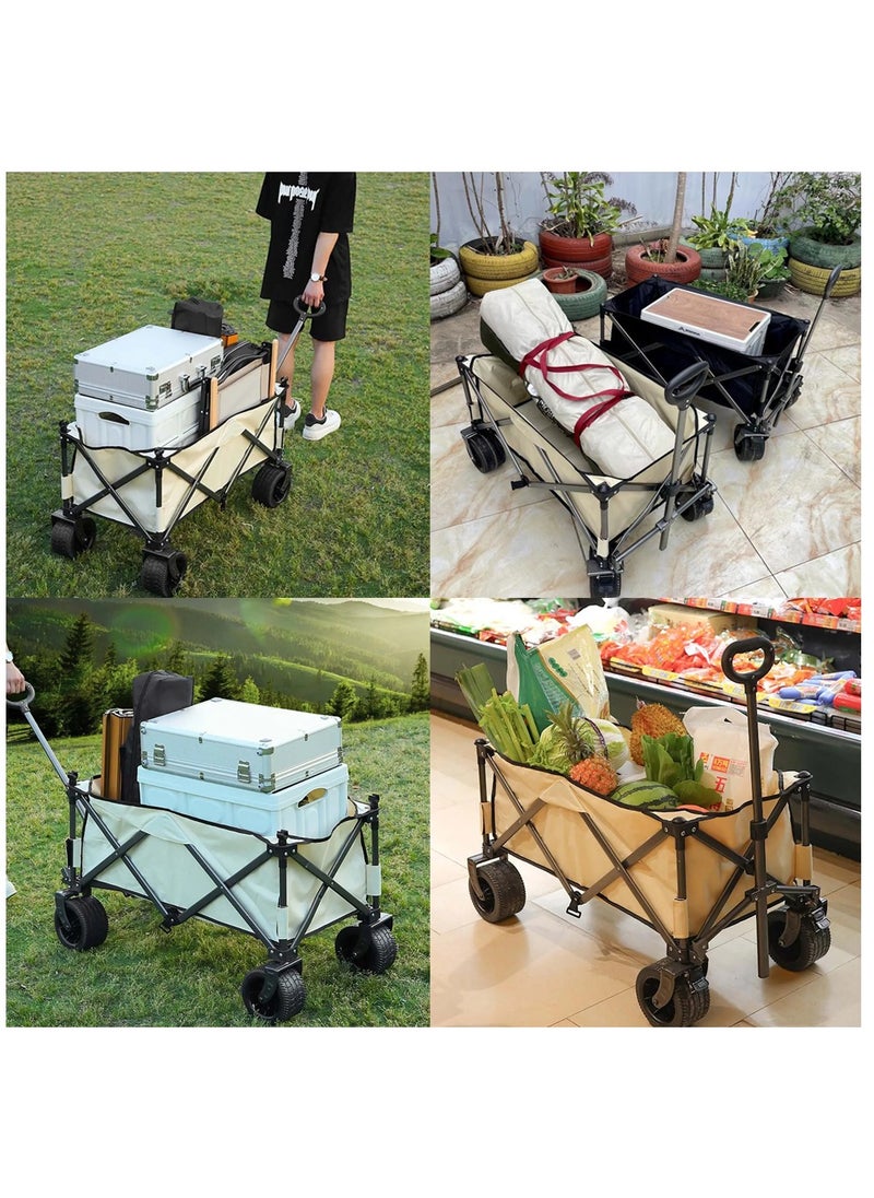 HEXAR - HEXAR® Heavy Duty Shopping Trolley Collapsible Utility Cart Beach Wagon 360° Wheels & Adjustable Handle, 150Kg Capacity Foldable Grocery Cart for Garden Patio Outdoor Camping Picnic - Image 1
