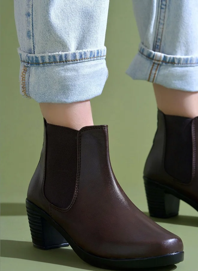 شوتوبيا Shoetopia Women Round Toe Chelsea Boots