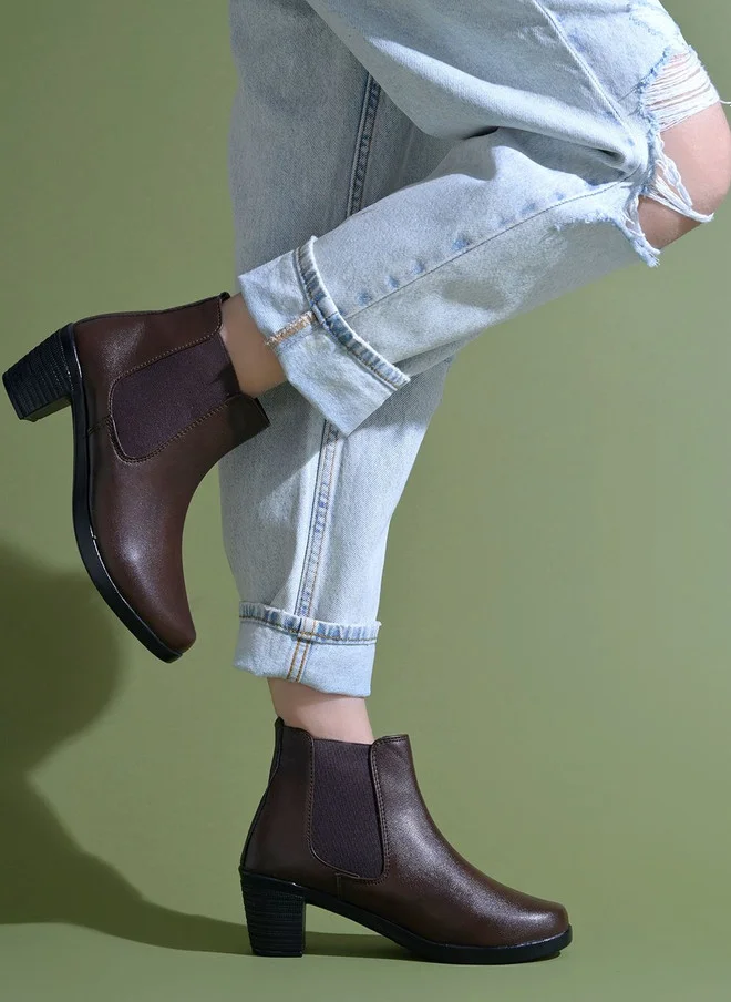 شوتوبيا Shoetopia Women Round Toe Chelsea Boots