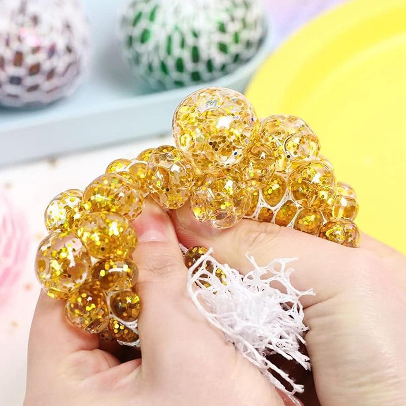 klarako 1pcs Squeeze Fidget Toy with Mesh Net Stress Reliever Colorful Bead Stress Relief Squeeze Ball for Birthday Gifts Boys & Girls Calming, Anxiety Relief, ADHD, ADD - Image 4