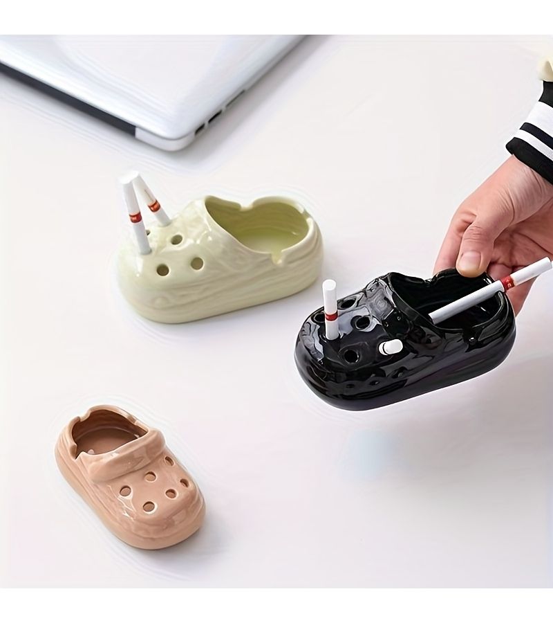 Ceramic Slipper Ashtray Black Multi Use Shoe Holder Smoke Resistant for Office Outdoor - Image 5