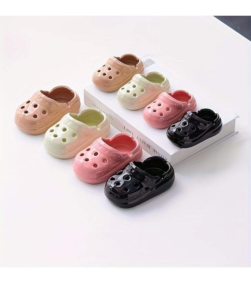 Ceramic Slipper Ashtray Black Multi Use Shoe Holder Smoke Resistant for Office Outdoor - Image 2