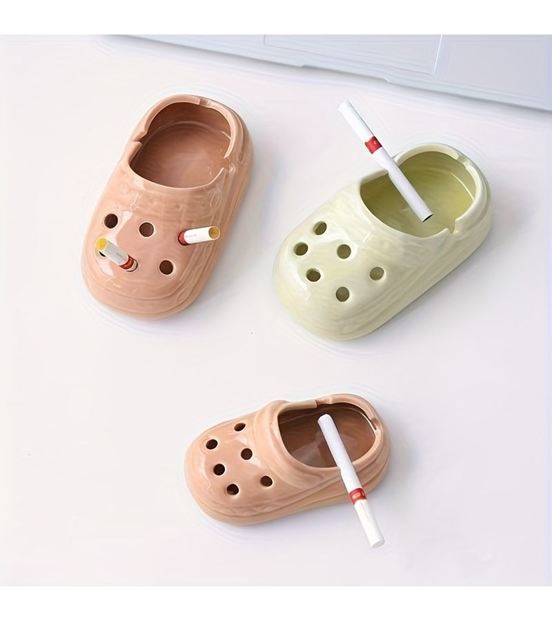 Ceramic Slipper Ashtray Black Multi Use Shoe Holder Smoke Resistant for Office Outdoor - Image 3