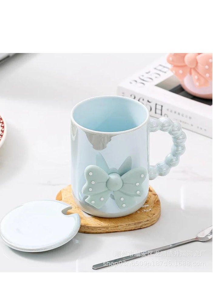Mug with glitter and special handle with lid and spoon  - Image 3