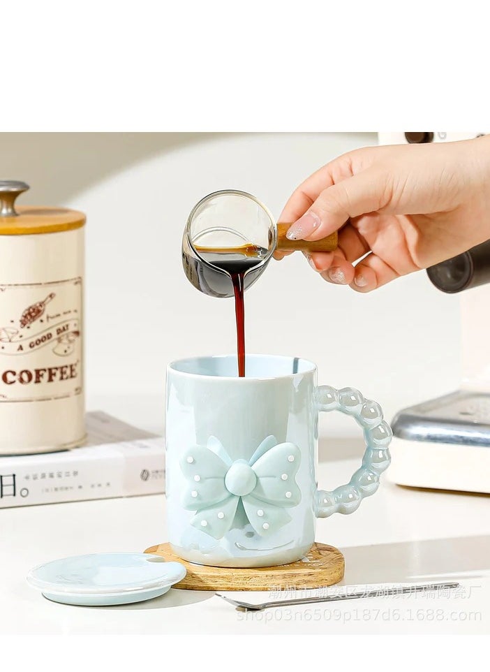 Mug with glitter and special handle with lid and spoon  - Image 4