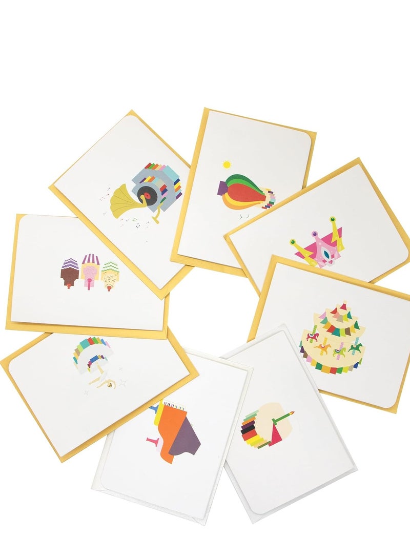 Zikra 3D Pop Up Cards Greeting Card Birthday Pop Up Cards Birthday Girl Cakes Crown Phonograph Hot air balloon Thank you Cards for all Occasions Pop Up Cards with Envelope Total 8PCS Random Model - Image 4