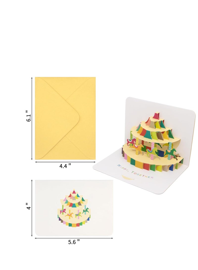 Zikra 3D Pop Up Cards Greeting Card Birthday Pop Up Cards Birthday Girl Cakes Crown Phonograph Hot air balloon Thank you Cards for all Occasions Pop Up Cards with Envelope Total 8PCS Random Model - Image 5