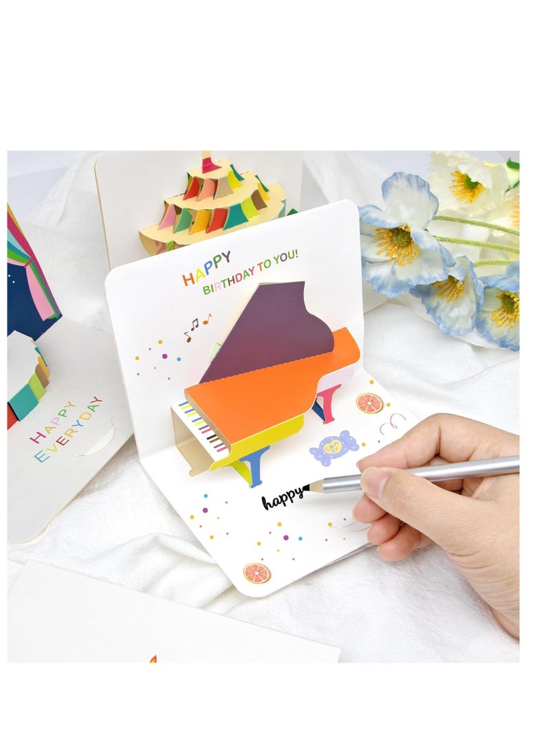 Zikra 3D Pop Up Cards Greeting Card Birthday Pop Up Cards Birthday Girl Cakes Crown Phonograph Hot air balloon Thank you Cards for all Occasions Pop Up Cards with Envelope Total 8PCS Random Model - Image 2