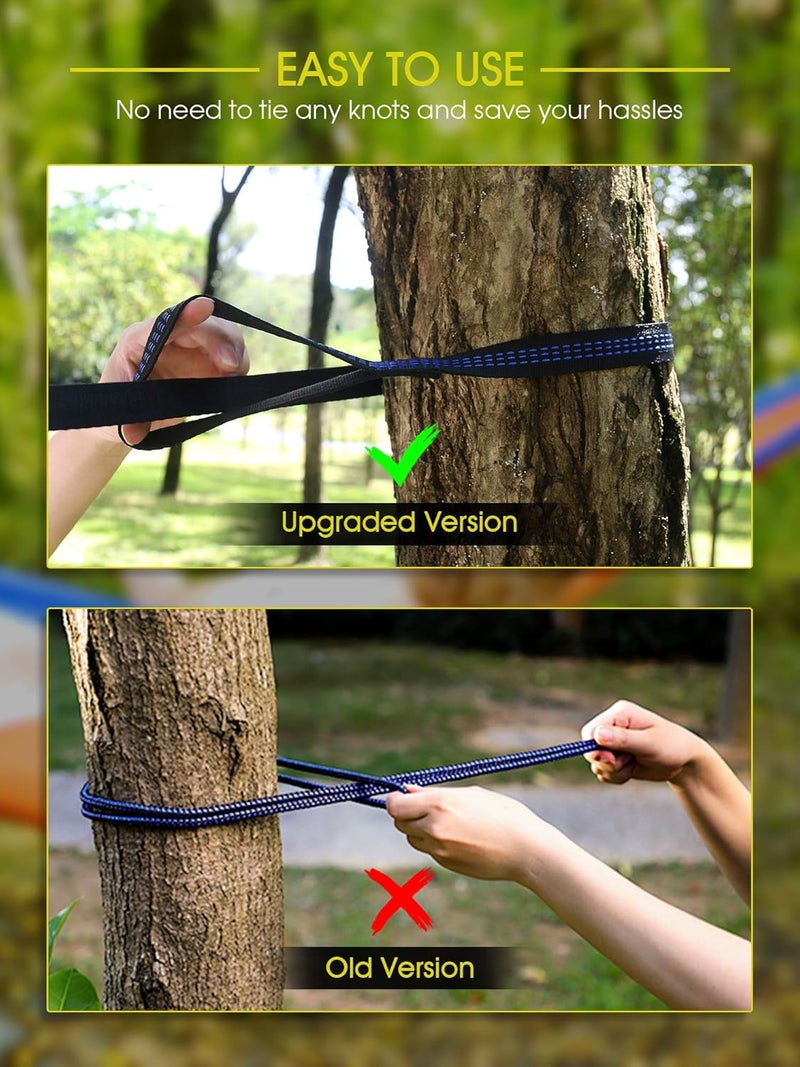 SUPVOX Supvox Hammock for Camping Outdoor Activities with 2 Fixing Straps Hammock Swing for Adults Kids Portable Ultralight Nylon Hammock for Travel Beach Trekking Maximum 200kg Load 275 x 140cm Black  - Image 3