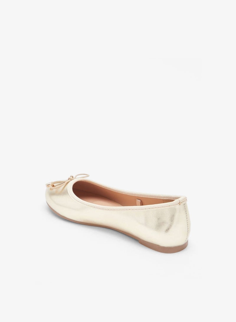 MISSY Girls Solid Slip-On Round Toe Ballerina Shoes with Bow Accent with Cushioning - Image 3