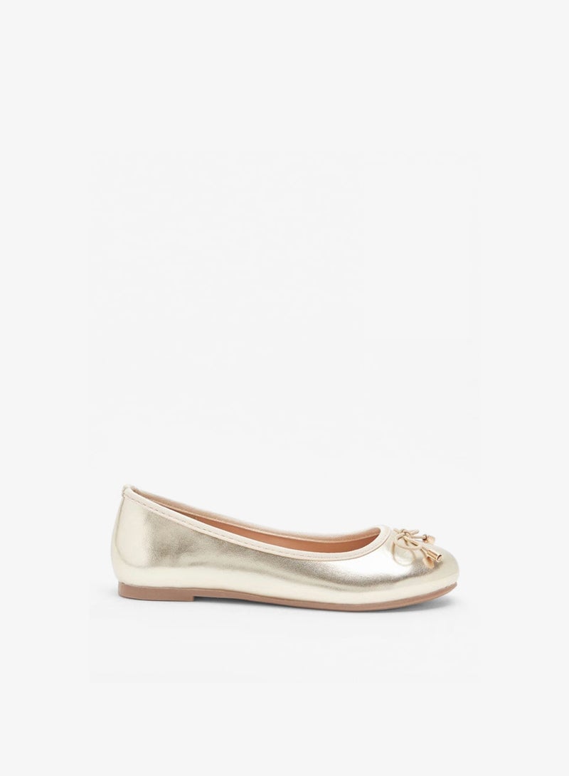 MISSY Girls Solid Slip-On Round Toe Ballerina Shoes with Bow Accent with Cushioning - Image 1