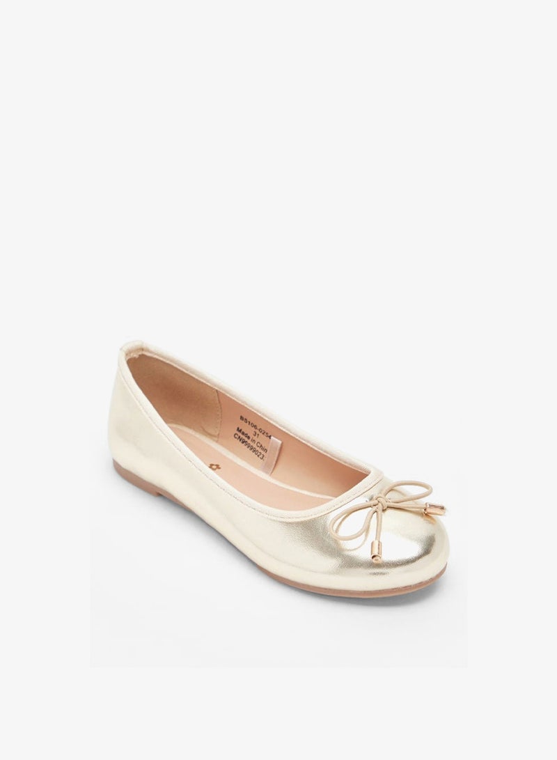 MISSY Girls Solid Slip-On Round Toe Ballerina Shoes with Bow Accent with Cushioning - Image 2