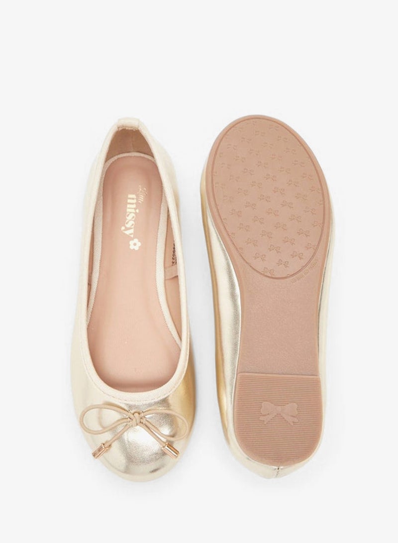 MISSY Girls Solid Slip-On Round Toe Ballerina Shoes with Bow Accent with Cushioning - Image 5