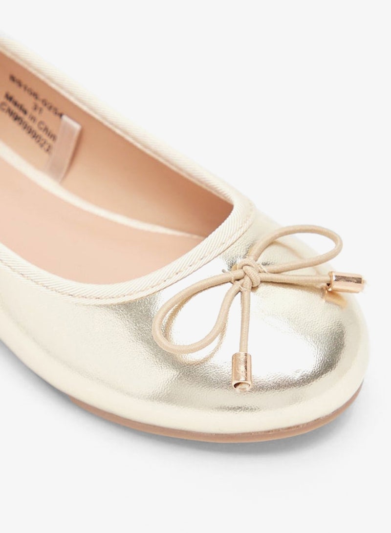 MISSY Girls Solid Slip-On Round Toe Ballerina Shoes with Bow Accent with Cushioning - Image 4