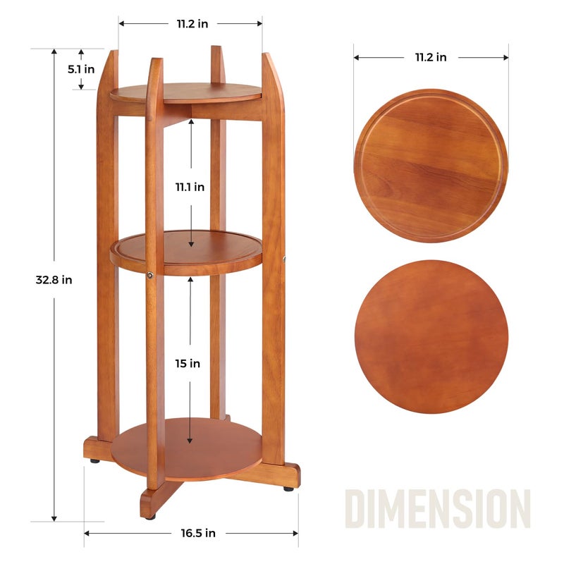 LASIDO Natural Solid Wood Water Dispenser Stand (32.8"Hight-11.2"Wide) Ceramic Water Dispenser Floor Stand, 5 Gallon Water Jug Stand with 3 Round Shelfs Included for 1-5 Gallon Water Bottles/Crocks/Water Jug - Image 2