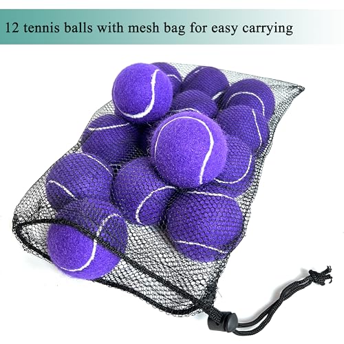 HPWFHPLF Tennis Balls, 12 Pack Advanced Training & Practice Tennis Balls for Beginners, Pet Dogs Playing Balls, Includes Mesh Carry Bag (Purple) - Image 5