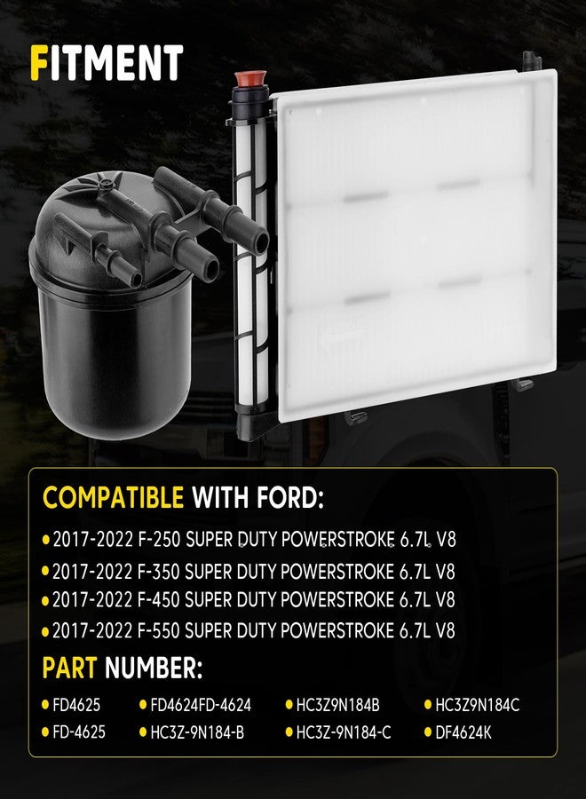 YEHERIT Fuel Filter Element 6.7 Powerstroke Diesel Compatible with 2017-2024 Ford F250 F350 F450 F550 Super Duty 6.7L, Fuel Filter Water Separator Kit Replace# FD-4624 FD-4625 HC3Z-9N184-B HC3Z-9N184-C - Image 2