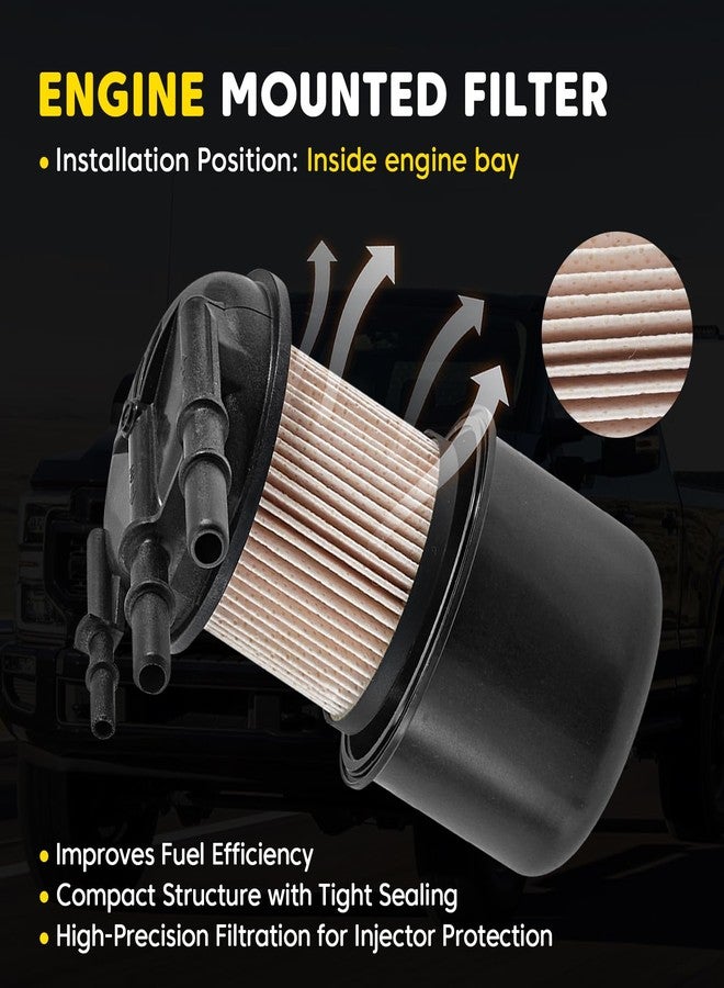 YEHERIT Fuel Filter Element 6.7 Powerstroke Diesel Compatible with 2017-2024 Ford F250 F350 F450 F550 Super Duty 6.7L, Fuel Filter Water Separator Kit Replace# FD-4624 FD-4625 HC3Z-9N184-B HC3Z-9N184-C - Image 4