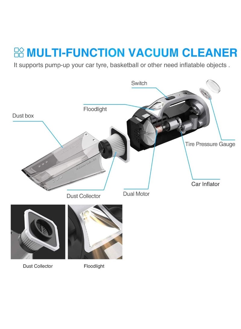 DIGI CORE Portable Handheld Vacuum Cleaner And Air Pump For Home And Car Use 120W Cordless Vacuum Wireless Mini Vacuum Cleaner - Image 2