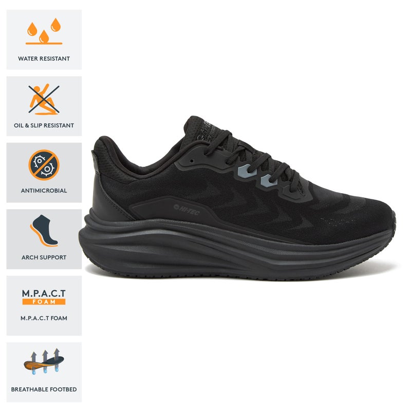 HI-TEC Resist SR Runner Mesh Black Non Slip Work Shoes for Men, Comfortable Water Resistant Mens Food Service Sneakers, Medium and Wide Width - Black, 10.5 Medium - Image 2