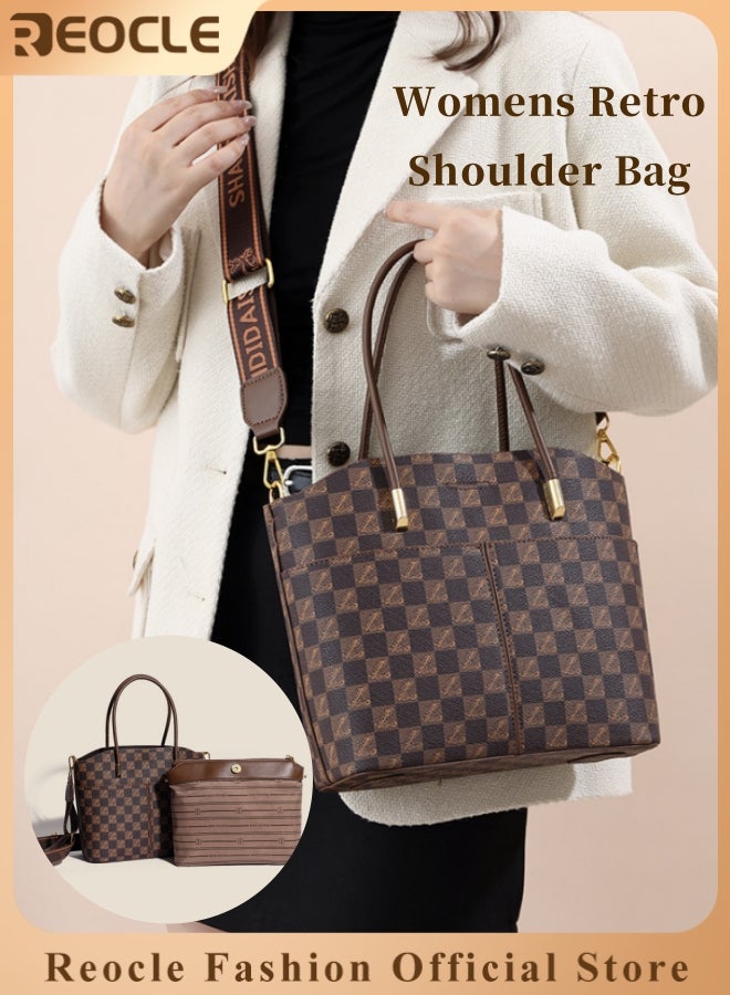 REOCLE Women's Large Capacity Shoulder Bag Briefcase Removable Lining Multi-functional Crossbody Bag with Stylish English Letter Print and Adjustable Strap - Image 1