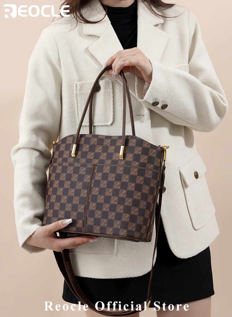 REOCLE Women's Large Capacity Shoulder Bag Briefcase Removable Lining Multi-functional Crossbody Bag with Stylish English Letter Print and Adjustable Strap - Image 2