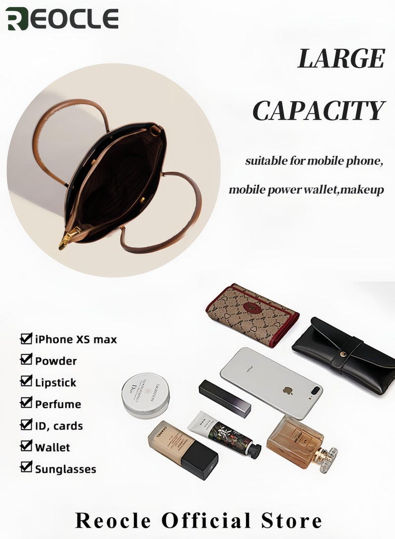 REOCLE Women's Large Capacity Shoulder Bag Briefcase Removable Lining Multi-functional Crossbody Bag with Stylish English Letter Print and Adjustable Strap - Image 3