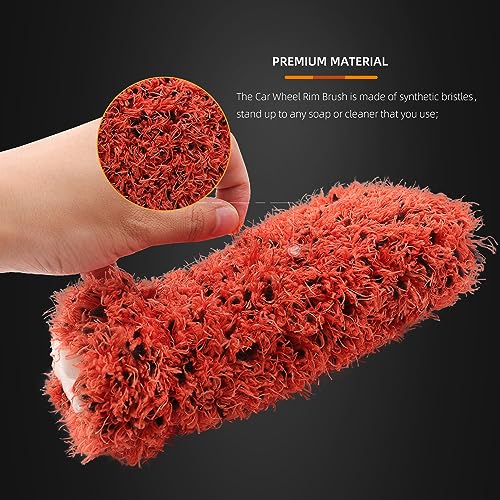 SPTA Car Wheel Brush Set, 2Pcs Microfibre Rim Brush with Extra 2 Large and 2 Small Interchangeable Microfiber Covers, Rim Cleaner Brush for Wheel Cleaning, Wheel Cleaning Brush for All Wheel Types - Image 4