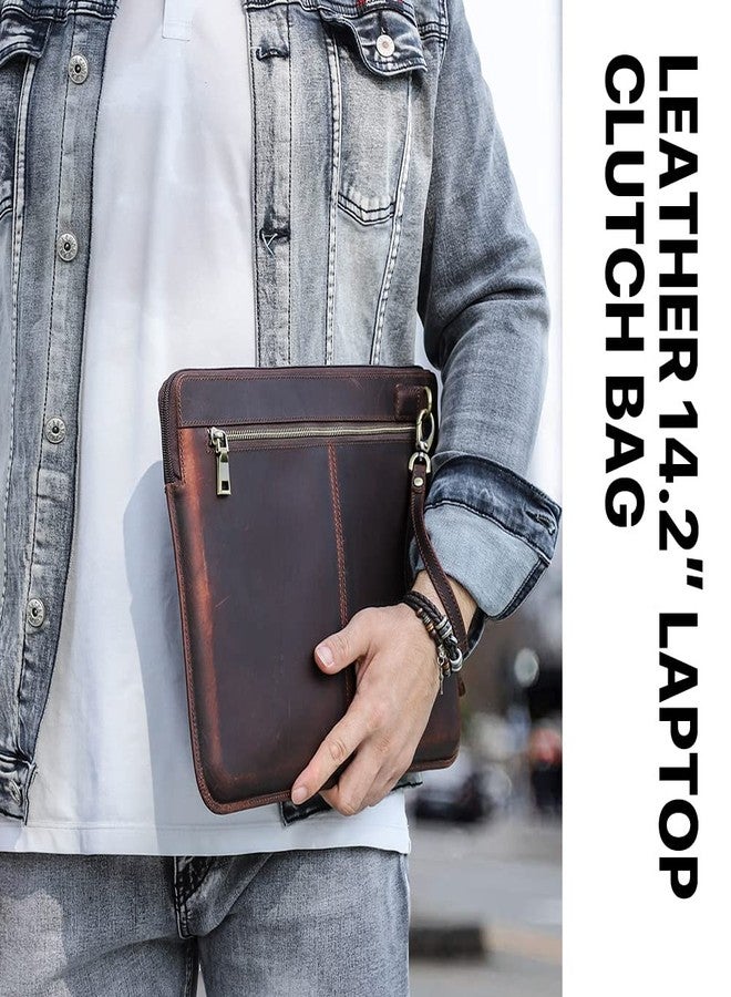 Contacts Crazy Horse Cowhide Leather 14.2" Laptop Case Slim 14" x 10" Briefcase Compatible with MacBook Pro 14" Large Document Bag Notary Bag - Image 2
