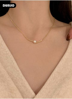 DUNISO Pearl Necklace Choker Necklace Silver Choker Chain Pearl Pendant Necklace Simple Necklace Chain Jewelry for Women Teen Girls  - Image 3