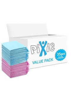 Pixie Disposable Changing Mats, 35 Counts, Soft Waterproof Mat, Portable Leak Proof Changing Mat, New Mom Leak-Proof Under pad, Mattress Table Protector Pad  - Image 1