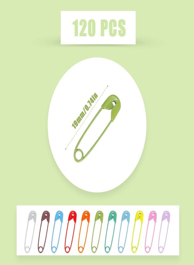 KINBOM 120 Pcs 19mm Safety Pins - Mini Metal Pins for Art Craft Sewing Jewelry Making (Colored) - Image 2