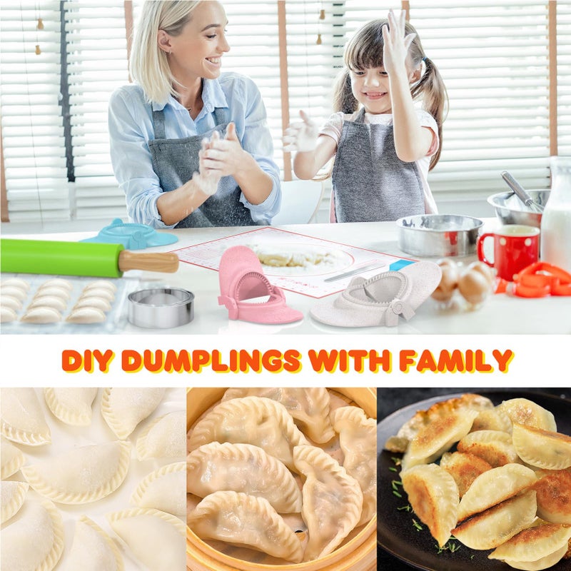 NAMUPIE 7 Piece Dumpling Maker Kit - All-in-One Empanada Maker Set with Press Molds & Ring Cutters, BPA-Free Kitchen Accessories for Home Cooking, Family/Friends Fun Gift (Beige) - Image 5