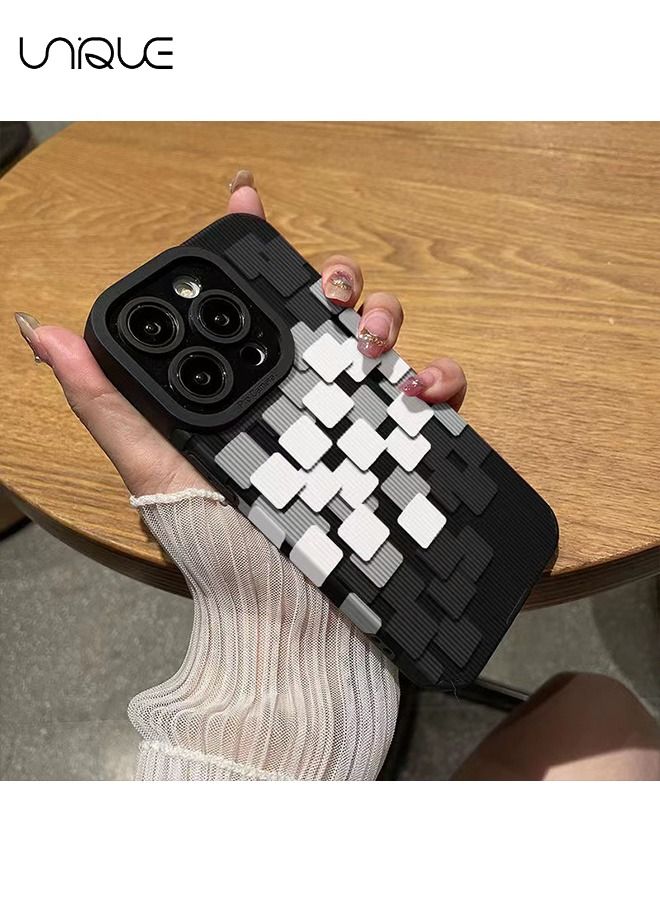 يونيك لغطاء هاتف ايفون 14 برو - تصميم شبكي مقسم - أنيق الحد الأدنى - أسود/أبيض - Image 4