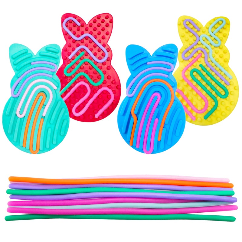 Cherislpy 4 Pcs Easter Bunny Sensory Activity Board Toys DoubleSide Silicone Fidget Toy for Kids Boys Girls Calming for Anxiety Easter Basket Stuffers Eggs Fillers Party Favors Gifts - Image 3