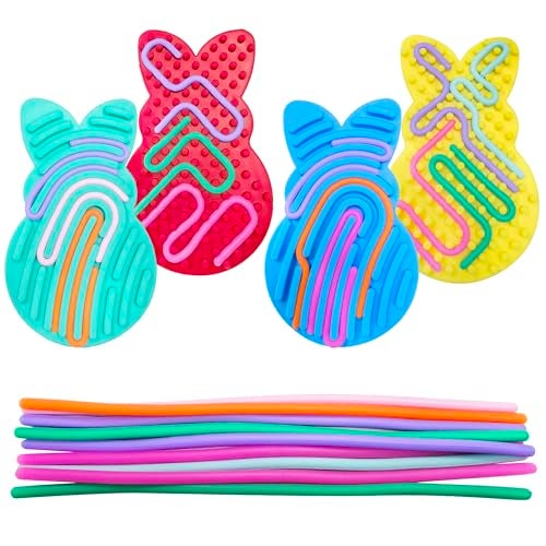 Cherislpy 4 Pcs Easter Bunny Sensory Activity Board Toys DoubleSide Silicone Fidget Toy for Kids Boys Girls Calming for Anxiety Easter Basket Stuffers Eggs Fillers Party Favors Gifts - Image 1