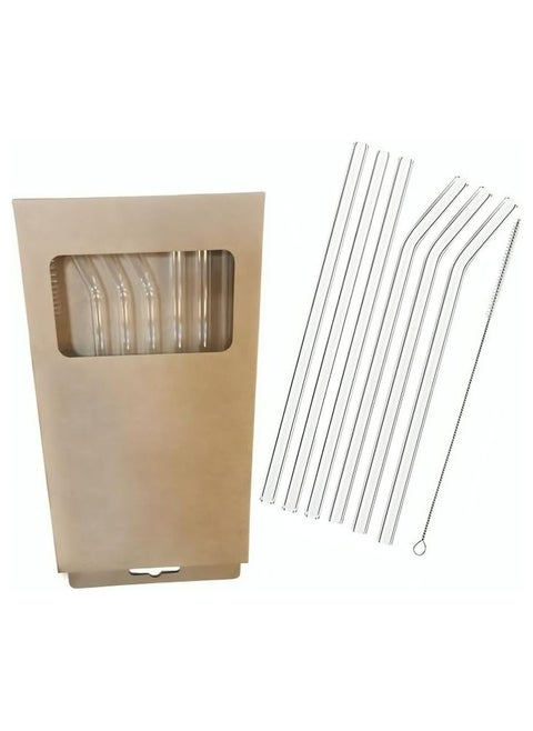 Glass Shalimo 6 pcs, (3 straight and 3 bendable) + 1 cleaning brush. heat resistant Shalimo, Transparent Shalimo, Reusable Shalimo, glass transparent Straw , glass drinking tube, non-disposable Shalimo.