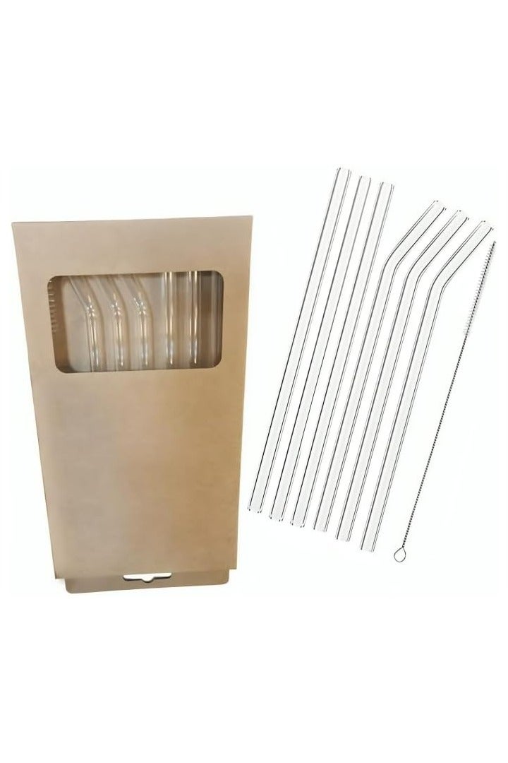 شاليمو زجاجي 6 قطع (3 مستقيمة و3 قابلة للانحناء) + 1 فرشاة تنظيف. شاليمو مقاوم للحرارة، شاليمو شفاف، شاليمو قابل لإعادة الاستخدام، شفاطة زجاجية شفافة، أنبوب شرب زجاجي، شاليمو غير قابل للاستخدام مرة واحدة. - Image 2