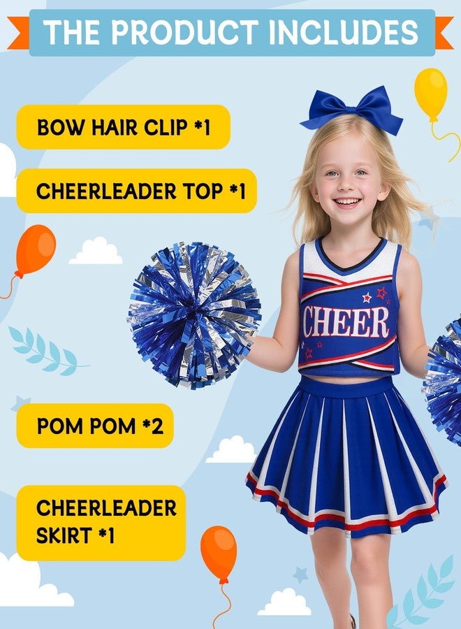 JenPen Cheerleader Costume for Cute Cheerleading Outfit Cheer Uniform for Halloween Dress Up with Accessories(M(5-7year),Blue) - Image 3